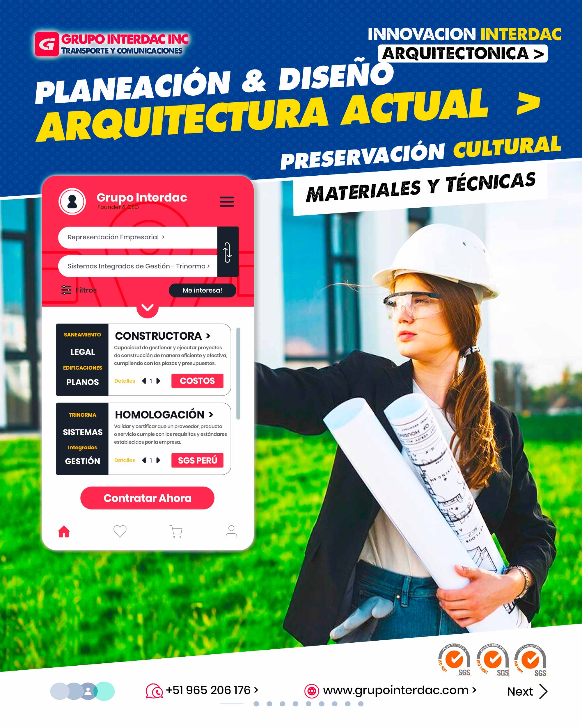 Arquitectura Grupo Interdac, Interdac Arquitectos, diseño de Planos y edificaciones, Construcción, Seguridad. Planificación espacial: La distribución estratégica de áreas y ambientes es esencial para el confort y la usabilidad. Sostenibilidad: La arquitectura moderna enfatiza la eficiencia energética, el uso de materiales sustentables y la integración con el entorno. Innovación tecnológica: Se integran sistemas avanzados, como domótica y tecnología verde, para mejorar la calidad de vida. Adaptación cultural: La arquitectura refleja valores y tradiciones locales, conectando a las comunidades con su historia. Contexto urbano: Los diseños arquitectónicos deben tener en cuenta la relación con su entorno urbano y la cohesión en la ciudad. Espacios interiores: Se busca la optimización del uso de áreas interiores, combinando funcionalidad y diseño. La empresa Grupo Interdac Inc tiene un compromiso ambiental sostenible para la optimización de recursos naturales a través de herramientas computacionales en beneficio del planeta. Nuestra empresa es lider en creación de herramientas digitales para empresas transnacionales dedicadas al sector industria y de recolección y transporte de residuos solidos.