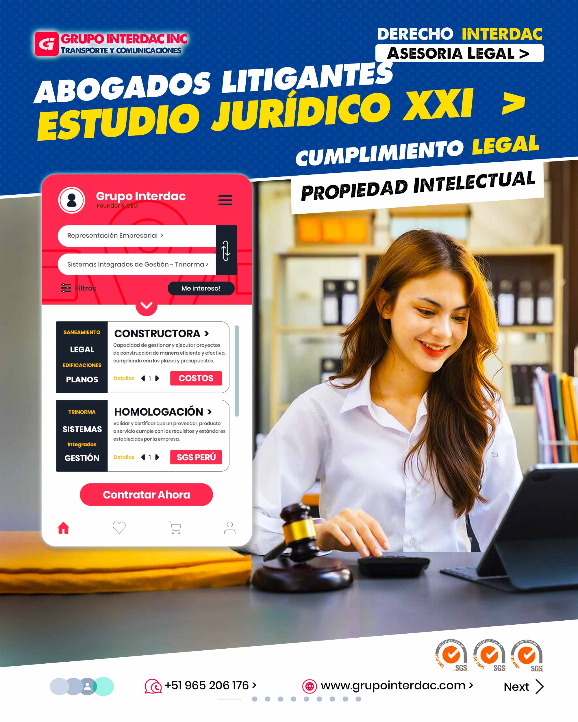 Validación técnica: Asesoría legal puede incluir la validación legal de aspectos técnicos del proyecto. Protección de la inversión: Asesorar en contratos de inversión extranjera protege los intereses de los inversionistas. Cumplimiento laboral: Asesoría legal en temas laborales asegura que los trabajadores reciban trato justo y cumplan sus responsabilidades. Contratación de proveedores: Asesoría legal en contratación de proveedores asegura la calidad y legalidad de los materiales y servicios. Gestión de reclamaciones: En caso de reclamaciones legales, la asesoría legal representa los intereses de la empresa. Evaluación de riesgos: La asesoría legal evalúa los riesgos legales y financieros de los proyectos. Innovación legal: La asesoría legal puede proporcionar enfoques innovadores para resolver problemas legales en la industria de la construcción. La empresa Grupo Interdac Inc tiene un compromiso ambiental sostenible para la optimización de recursos naturales a través de herramientas computacionales en beneficio del planeta. Nuestra empresa es lider en creación de herramientas digitales para empresas transnacionales dedicadas al sector industria y de recolección y transporte de residuos solidos.