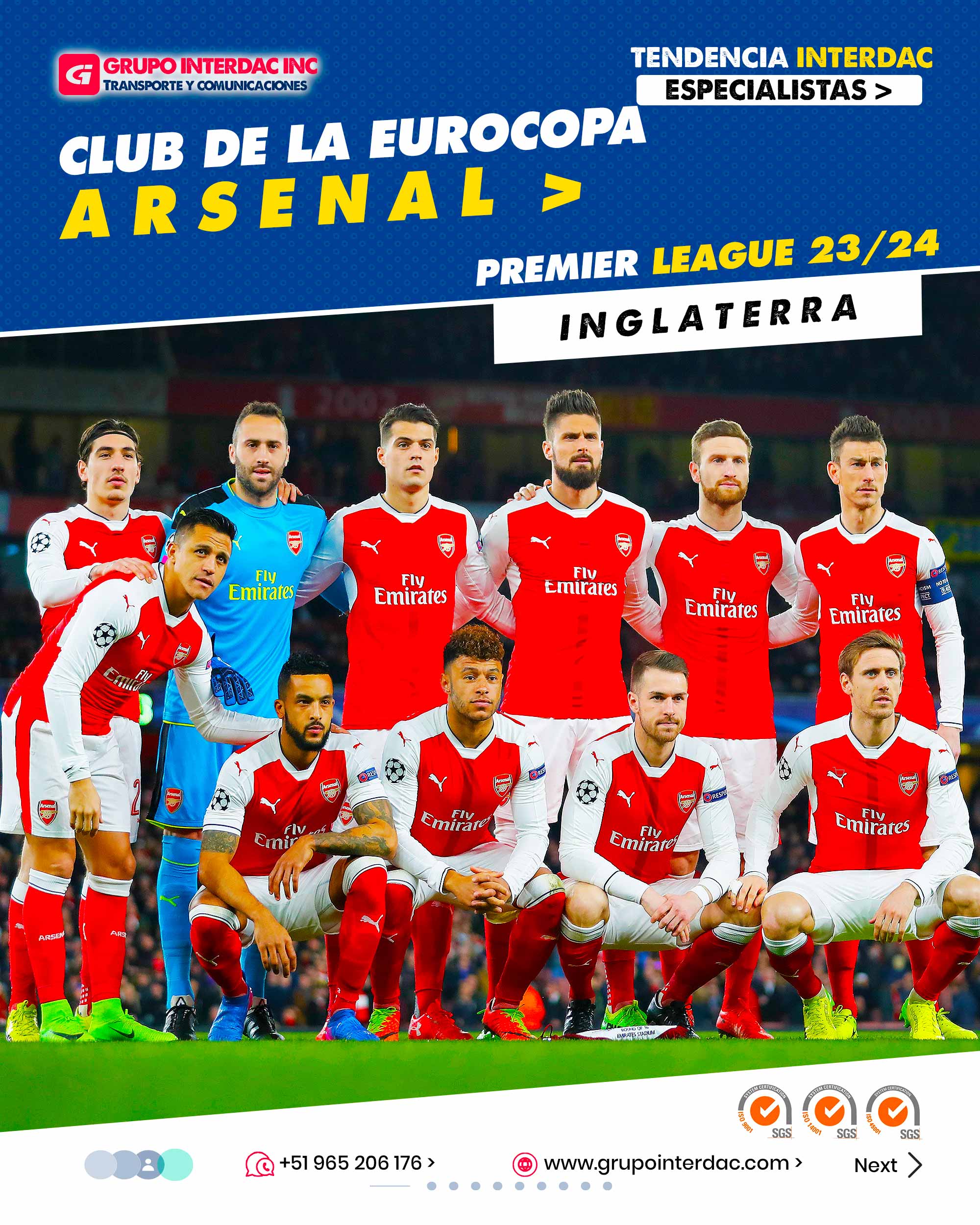 Historia y Legado: El Arsenal es uno de los clubes de fútbol más históricos de Inglaterra, con una rica tradición y un legado de éxitos en el fútbol inglés. Estadio Emblemático: El estadio del Arsenal, el Emirates Stadium, es uno de los estadios más icónicos del fútbol europeo, con una impresionante capacidad y un ambiente increíble durante los partidos. Academia de Jóvenes Talentos: El club es conocido por su exitosa academia de jóvenes talentos, que ha producido varios jugadores destacados a lo largo de los años. Fútbol Atractivo: El Arsenal se caracteriza por su estilo de juego ofensivo y atractivo, enfocado en el toque de balón y la creatividad en el ataque. Rivalidades Intensas: El Arsenal tiene fuertes rivalidades con otros clubes de Londres, como el Tottenham Hotspur y el Chelsea, lo que genera enfrentamientos emocionantes. Lealtad de la Afición: Los aficionados del Arsenal son conocidos por su lealtad al club, llenando el estadio en cada partido y apoyando al equipo en todo momento. Entrenadores Emblemáticos: A lo largo de su historia, el Arsenal ha contado con entrenadores emblemáticos que han dejado una huella en el club, como Arsène Wenger. Compromiso con la Juventud: El Arsenal tiene un fuerte compromiso con el desarrollo de jóvenes talentos y brinda oportunidades a jugadores juveniles para que se desarrollen en el primer equipo. Éxito en Competiciones: El Arsenal ha ganado numerosos títulos a nivel nacional e internacional, incluyendo la Premier League y la FA Cup. Influencia en el Fútbol: El Arsenal ha tenido un impacto significativo en el fútbol inglés e internacional, y ha sido una fuente de inspiración para muchos clubes y jugadores en todo el mundo. La empresa Grupo Interdac Inc tiene un compromiso ambiental sostenible para la optimización de recursos naturales a través de herramientas computacionales en beneficio del planeta. Nuestra empresa es lider en creación de herramientas digitales para empresas transnacionales dedicadas al sector industrial y de recolección y transporte de residuos solidos.