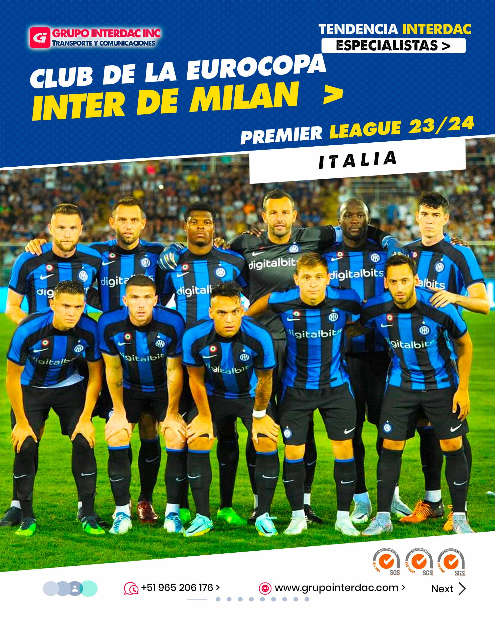 Historia de Éxito: El Inter de Milán es uno de los clubes más exitosos de Italia y Europa. Ha ganado numerosos títulos de liga, copas nacionales e internacionales, incluyendo la UEFA Champions League y la Copa Intercontinental. Derby della Madonnina: El enfrentamiento contra el AC Milan, conocido como el Derby della Madonnina, es uno de los derbis más apasionantes y seguidos en el mundo del fútbol, con una intensa rivalidad entre ambos equipos. Estadio San Siro: El Inter comparte el icónico Estadio San Siro con el AC Milan, creando un ambiente electrizante en cada partido. Es uno de los estadios más emblemáticos y grandes de Europa. Jugadores de Clase Mundial: A lo largo de su historia, el Inter ha contado con una impresionante lista de jugadores de clase mundial, como Javier Zanetti, Ronaldo Nazário, Diego Milito, Samuel Eto'o, y más recientemente, Romelu Lukaku y Lautaro Martínez. Estrategia Defensiva: El Inter se caracteriza por su fuerte defensa y organización táctica, lo que le ha permitido ser un equipo sólido y difícil de vencer. Triplete Histórico: En la temporada 2009-2010, el Inter logró un histórico triplete al ganar la Serie A, la Coppa Italia y la UEFA Champions League en la misma temporada. Afición Apasionada: Los seguidores del Inter, conocidos como nerazzurri, son apasionados y leales al equipo, creando una atmósfera única en cada partido. Identidad Milanista: El Inter representa el orgullo de la ciudad de Milán y su identidad futbolística, lo que lo convierte en uno de los clubes más importantes de Italia. Visión Internacional: El Inter tiene una visión global y ha atraído a seguidores y jugadores de todo el mundo, convirtiéndose en una marca global. Regreso al Éxito: En los últimos años, el Inter ha experimentado un resurgimiento y ha vuelto a ser un contendiente en la Serie A y en competiciones europeas, lo que ha emocionado a su fiel afición. La empresa Grupo Interdac Inc tiene un compromiso ambiental sostenible para la optimización de recursos naturales a través de herramientas computacionales en beneficio del planeta. Nuestra empresa es lider en creación de herramientas digitales para empresas transnacionales dedicadas al sector industrial y de recolección y transporte de residuos solidos.