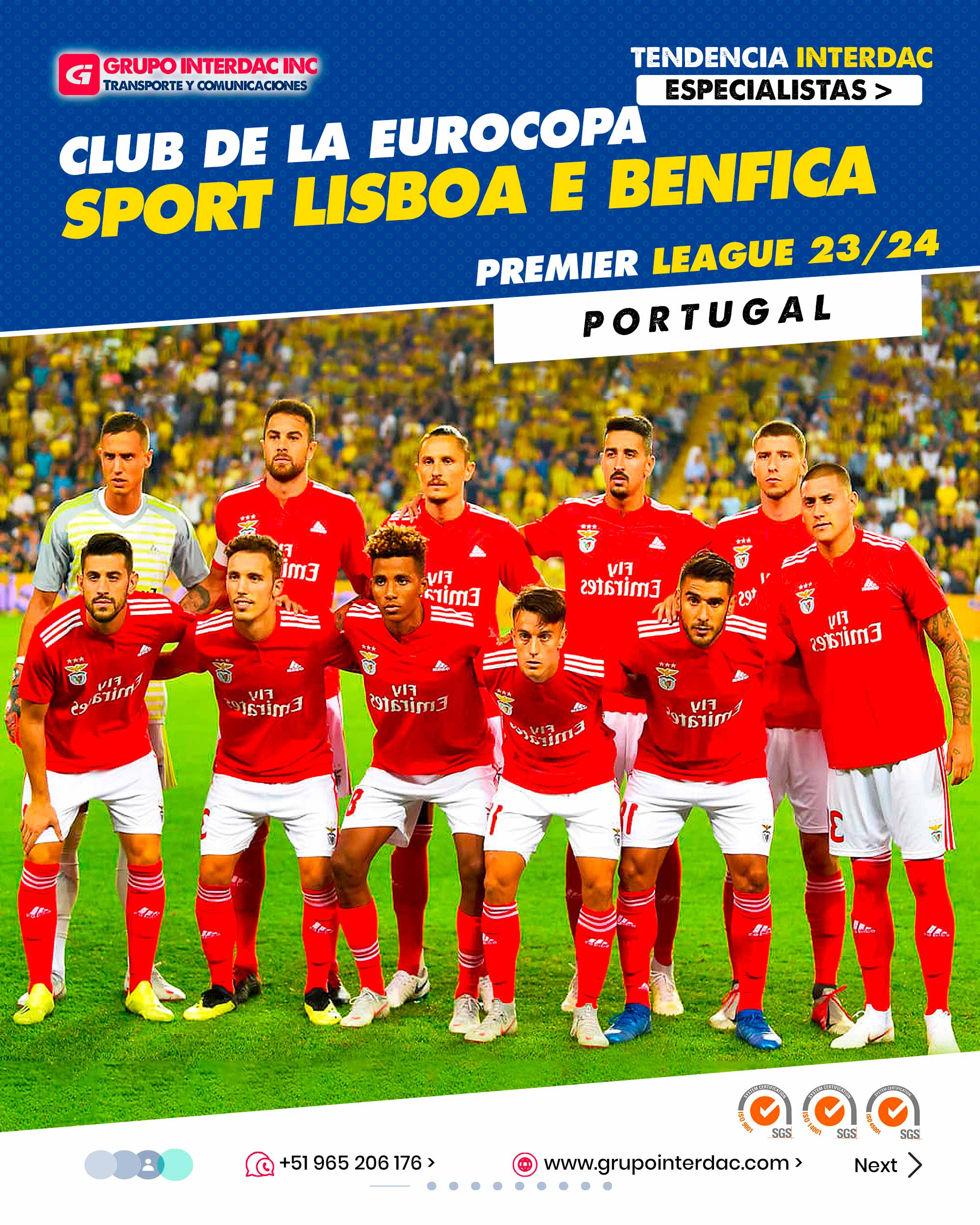 Historia Ilustre: El Sport Lisboa e Benfica, conocido comúnmente como Benfica, tiene una rica historia en el fútbol portugués y europeo. Fundado en 1904, es uno de los clubes más antiguos y prestigiosos de Portugal. Afición Apasionada: Los aficionados del Benfica, conocidos como benfiquistas o encarnados, son apasionados y leales al club. Llenan el Estadio da Luz en cada partido y crean una atmósfera vibrante y emocionante. Estadio da Luz: El Benfica juega sus partidos en el Estadio da Luz, un estadio icónico y moderno ubicado en Lisboa. Es uno de los estadios más grandes de Europa y ha sido sede de importantes eventos futbolísticos. Éxito en la Liga Portuguesa: El Benfica ha ganado numerosos títulos de la Liga Portuguesa, siendo uno de los clubes más exitosos en la historia del fútbol portugués. Ha establecido una fuerte rivalidad con el FC Porto y el Sporting CP. Formación de Talentos: El Benfica es conocido por su academia de formación de talentos, que ha producido a muchos jugadores destacados que han triunfado tanto en Portugal como en otras ligas europeas. Competiciones Europeas: El Benfica ha tenido un papel destacado en competiciones europeas, como la UEFA Champions League y la UEFA Europa League, llegando a finales y cuartos de final en varias ocasiones. Filosofía de Juego Ofensiva: El Benfica se caracteriza por su estilo de juego ofensivo y de posesión de balón. Tiene una tradición de fomentar el fútbol atractivo y de ataque. Identidad y Orgullo Nacional: El club es un símbolo de identidad y orgullo nacional para los portugueses, y su éxito en el ámbito nacional e internacional ha fortalecido su reputación como uno de los clubes más importantes de Portugal. Jugadores Emblemáticos: A lo largo de su historia, el Benfica ha tenido jugadores emblemáticos que han dejado una huella en el club, como Eusébio, Luisão, Rui Costa y más recientemente, João Félix. Influencia Social: El Benfica tiene una fuerte presencia en la comunidad y está involucrado en iniciativas sociales y benéficas. Contribuye al desarrollo del fútbol base y promueve valores como la solidaridad y el trabajo en equipo. La empresa Grupo Interdac Inc tiene un compromiso ambiental sostenible para la optimización de recursos naturales a través de herramientas computacionales en beneficio del planeta. Nuestra empresa es lider en creación de herramientas digitales para empresas transnacionales dedicadas al sector industrial y de recolección y transporte de residuos solidos.