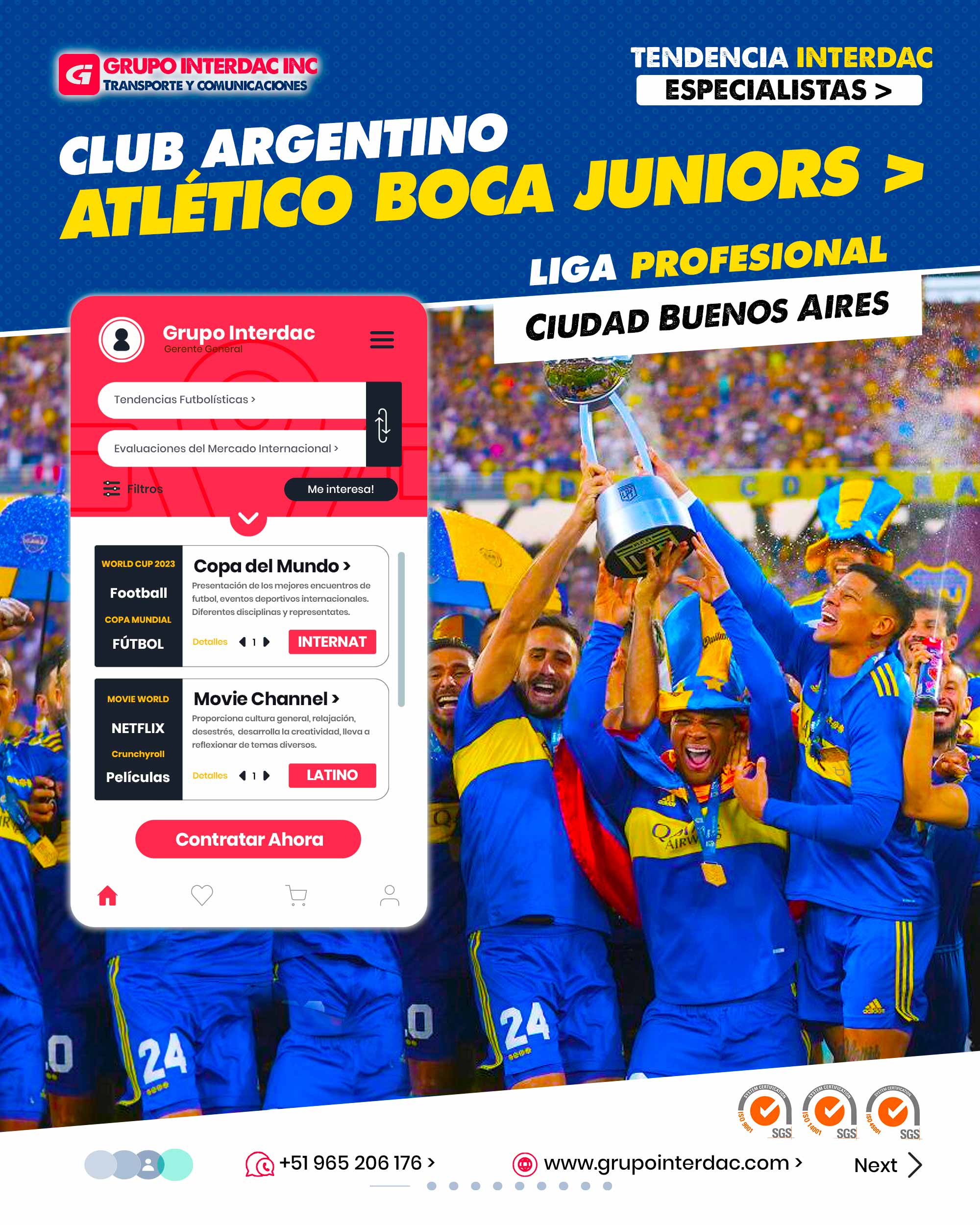 Historia y Tradición: Fundado en 1905, Boca Juniors es uno de los clubes de fútbol más antiguos y con más tradición en Argentina y Sudamérica. La Bombonera: Boca Juniors juega sus partidos en el Estadio Alberto J. Armando, conocido como La Bombonera, un estadio icónico y famoso por su ambiente apasionado y ruidoso. Rivalidad con River Plate: El Superclásico entre Boca Juniors y River Plate es uno de los derbis más intensos y emocionantes del mundo, generando una de las rivalidades más apasionadas y seguidas en el fútbol. Títulos Nacionales e Internacionales: Boca Juniors ha cosechado numerosos títulos a nivel nacional, incluyendo la Primera División de Argentina, y ha tenido éxito en competiciones internacionales, incluyendo varias Copas Libertadores. Identidad Xeneize: Los seguidores de Boca Juniors son conocidos como xeneizes, un apodo que se refiere a los inmigrantes genoveses que fundaron el club y que representa la fuerte identidad y arraigo de la hinchada con el equipo. Jugadores Emblemáticos: A lo largo de su historia, Boca Juniors ha tenido jugadores emblemáticos que se han convertido en ídolos del club y en referentes del fútbol mundial. Fútbol Ofensivo y Entusiasta: Boca Juniors se destaca por su estilo de juego ofensivo y entusiasta, buscando siempre atacar y proponer un fútbol atractivo. Hinchada Apasionada: La hinchada de Boca Juniors es famosa por su pasión y devoción al club, creando un ambiente único y vibrante en cada partido. Reconocimiento Internacional: Boca Juniors es ampliamente reconocido en todo el mundo y cuenta con una gran cantidad de seguidores a nivel internacional. Responsabilidad Social: El club lleva a cabo diversas acciones y proyectos sociales para contribuir al bienestar de la comunidad, utilizando su influencia para hacer un impacto positivo fuera del campo. La empresa Grupo Interdac Inc tiene un compromiso ambiental sostenible para la optimización de recursos naturales a través de herramientas computacionales en beneficio del planeta. Nuestra empresa es lider en creación de herramientas digitales para empresas transnacionales dedicadas al sector industrial y de recolección y transporte de residuos solidos.