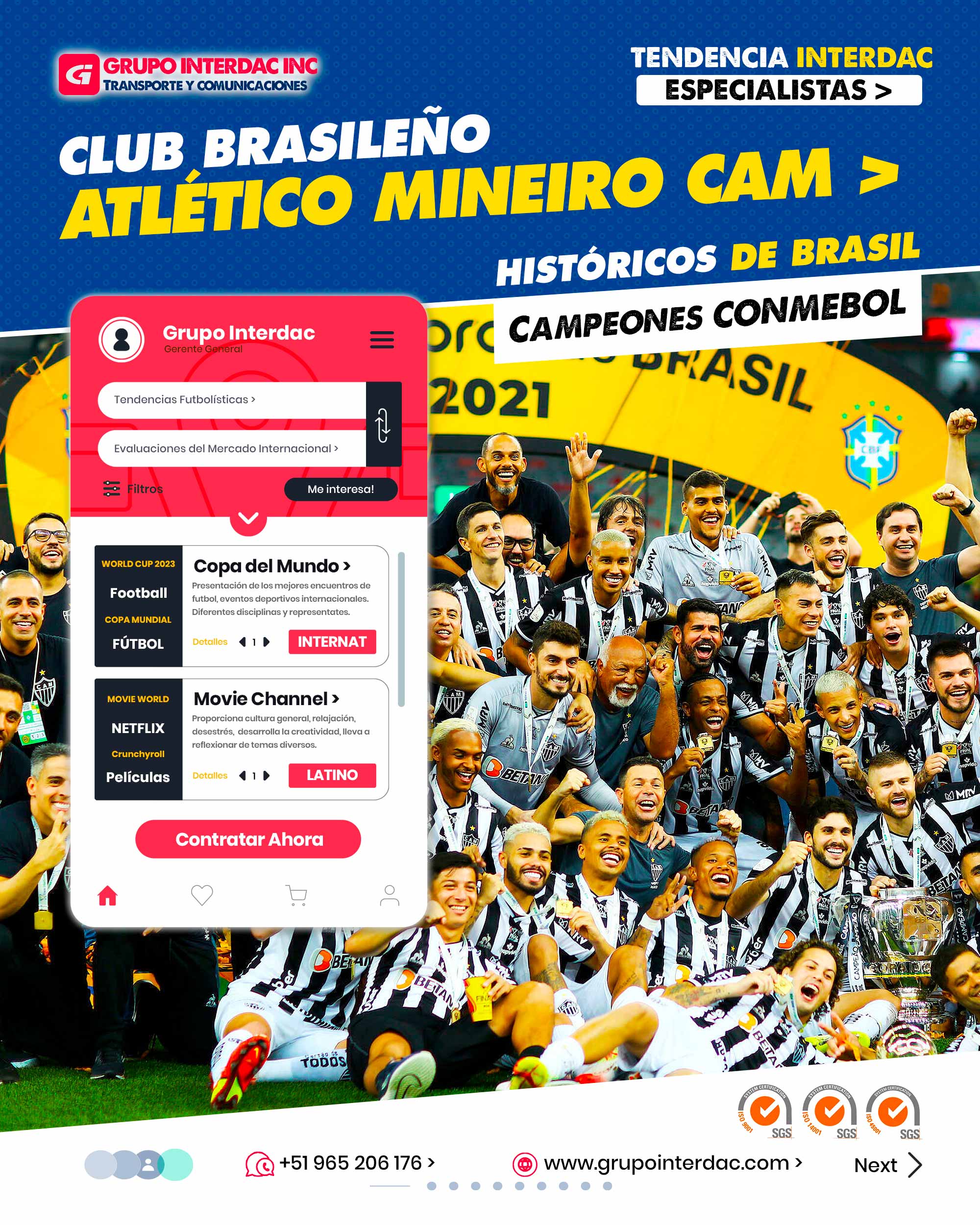 Historia y Tradición: El Atlético Mineiro tiene una rica historia en el fútbol brasileño, siendo uno de los clubes más antiguos y con una gran cantidad de títulos y logros a lo largo de los años. Afición Apasionada: Los hinchas del Atlético Mineiro son conocidos por su pasión y lealtad al equipo, llenando el estadio en cada partido y brindando un ambiente vibrante. Clásicos Intensos: El Atlético Mineiro tiene una intensa rivalidad con su archirrival, Cruzeiro, lo que genera enfrentamientos emocionantes y muy esperados por los aficionados. Cantera de Talentos: El club se destaca por su excelente cantera de jóvenes talentos, que han sido fundamentales tanto para el equipo como para la selección nacional brasileña. Estadio Mítico: El Estadio Mineirão, donde juega el Atlético Mineiro, es un lugar icónico del fútbol brasileño y ha sido testigo de momentos memorables en la historia del club. Fútbol Ofensivo: El Atlético Mineiro se caracteriza por su estilo de juego ofensivo y atractivo, buscando siempre el arco rival y brindando espectáculo a los espectadores. Jugadores Emblemáticos: A lo largo de los años, el club ha contado con jugadores destacados que se han convertido en ídolos de la afición y han dejado una huella en el fútbol brasileño. Compromiso Social: El Atlético Mineiro realiza acciones y proyectos sociales que buscan impactar positivamente en la comunidad, utilizando el deporte como una herramienta de cambio. Ambición por Títulos: El club tiene una mentalidad competitiva y siempre busca competir por los títulos en las diferentes competiciones en las que participa. Impacto en el Fútbol Brasileño: El Atlético Mineiro es uno de los clubes más influyentes en el fútbol brasileño y ha contribuido al desarrollo y crecimiento del deporte en el país. La empresa Grupo Interdac Inc tiene un compromiso ambiental sostenible para la optimización de recursos naturales a través de herramientas computacionales en beneficio del planeta. Nuestra empresa es lider en creación de herramientas digitales para empresas transnacionales dedicadas al sector industrial y de recolección y transporte de residuos solidos.