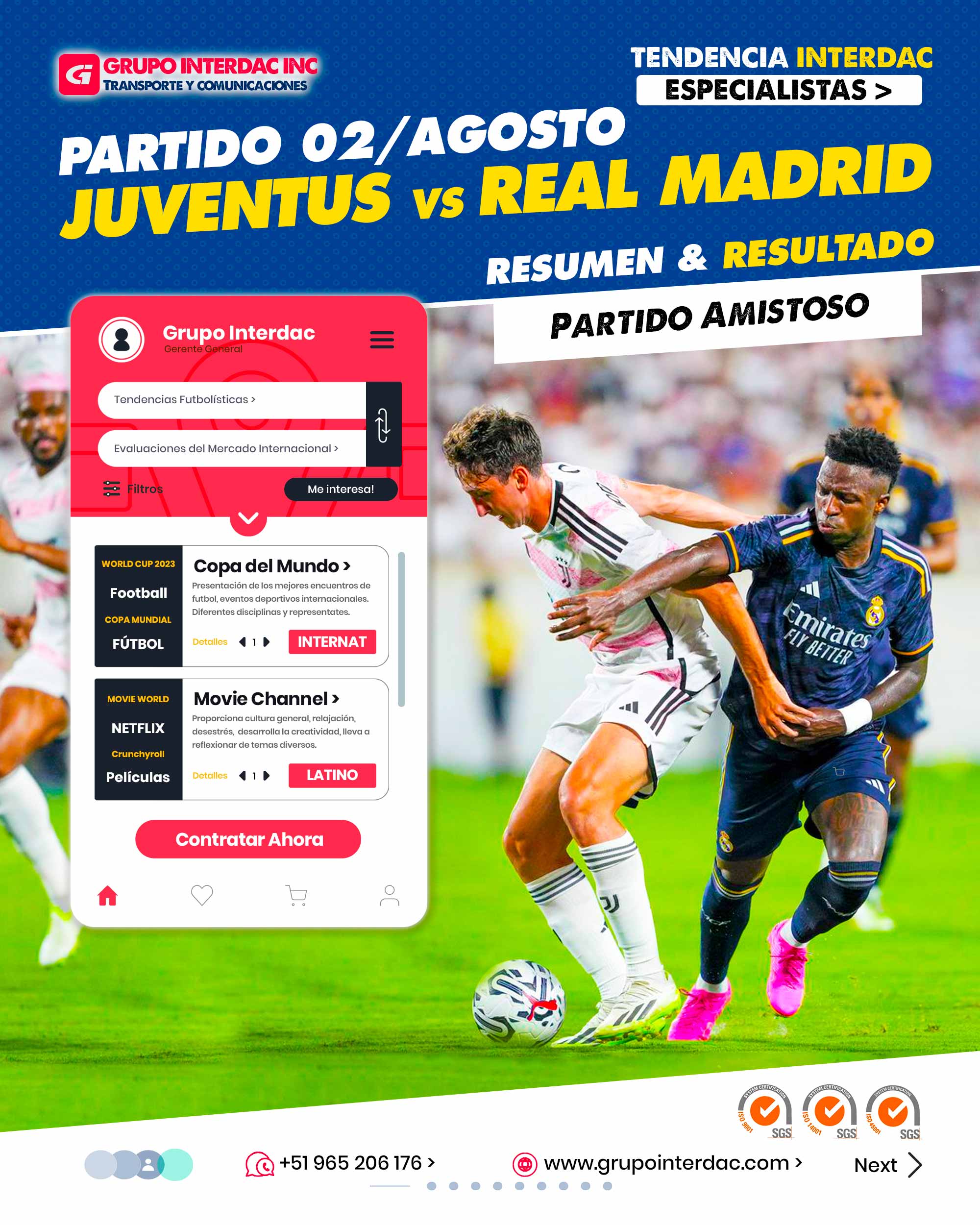 Resultados de Fútbol Interdac, Noticias de futbol Grupo Interdac, Resultados Perú Interdac, deporte Interdac, Futbol es Grupo Interdac Inc. Partido 02 de agosto 2023 Real Madrid fue derrotado por 1-3 ante Juventus en el Soccer Champions Tour. Juventus venció por 3-1 a Real Madrid en amistoso jugado en Estados Unidos. Soccer Champions Tour 2023: Juventus vs Real Madrid, dónde ver y a qué hora es el partido. El Soccer Champions Tour tendrá otro partido vibrante para empezar a despedir la gira por Estados Unidos de algunos de los equipos más legendarios del fútbol europeo. Juventus y Real Madrid se enfrentan y aquí podrás revisar todo el detalle acerca de a qué hora es, día y alineaciones del partido. La empresa Grupo Interdac Inc tiene un compromiso ambiental sostenible para la optimización de recursos naturales a través de herramientas computacionales en beneficio del planeta. Nuestra empresa es lider en creación de herramientas digitales para empresas transnacionales dedicadas al sector industria y de recolección y transporte de residuos solidos.