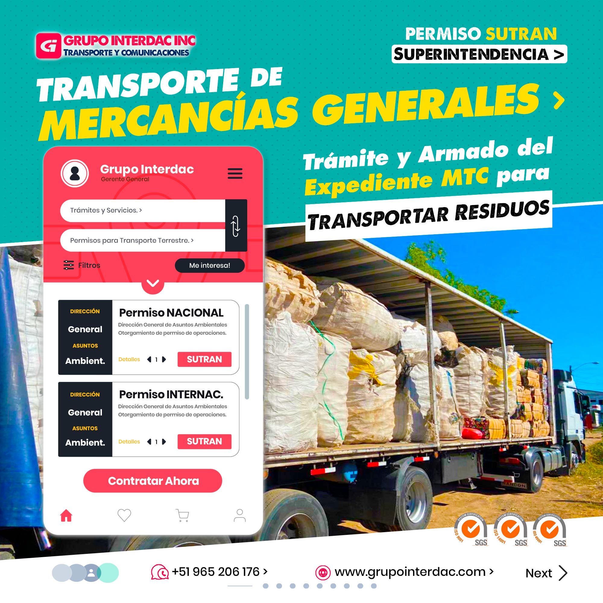 Grupo Interdac Inc tiene un compromiso ambiental sostenible para la optimización de recursos naturales a través de herramientas computacionales en beneficio del planeta. Nuestra empresa es lider en creación de herramientas digitales para empresas transnacionales dedicadas al sector de recolección y transporte de residuos solidos. Consultoría Ambiental: Ofrecemos servicios de consultoría en gestión ambiental, evaluación de impacto ambiental, auditorías y cumplimiento de normas, brindando soluciones adaptadas a las necesidades de cada cliente. Logística y planificación de rutas: Se lleva a cabo una planificación eficiente de las rutas de recolección para optimizar los desplazamientos y minimizar el consumo de combustible y las emisiones de gases contaminantes. Versatilidad y Diversidad de Cargas: El transporte de mercancías generales se caracteriza por la versatilidad y la capacidad para transportar una amplia variedad de cargas, que pueden incluir productos manufacturados, alimentos, materiales industriales, productos químicos, entre otros. Esta diversidad de cargas requiere una gestión adecuada para garantizar el manejo seguro y eficiente de los diferentes tipos de mercancías. El transporte de mercancías generales es esencial en la cadena de suministro y logística de muchas empresas, ya que permite la distribución de productos desde su lugar de origen hasta su destino final. Se adapta a las necesidades de diferentes industrias y sectores, ofreciendo soluciones de transporte personalizadas y flexibles para satisfacer los requerimientos específicos de cada cliente.