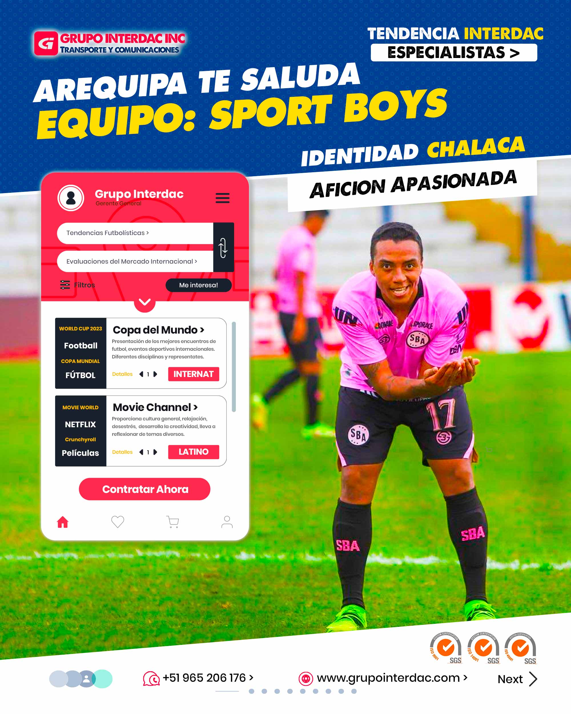 Historia Centenaria: Sport Boys es uno de los clubes más antiguos del fútbol peruano, fundado en 1927, lo que le otorga una rica y legendaria historia en el deporte nacional. Apodo Emblemático: Conocidos como los rosados o chalacos, Sport Boys se caracteriza por su apodo distintivo y su uniforme tradicional de color rosa. Afición Apasionada: Los seguidores de Sport Boys son apasionados y fieles al equipo, llenando las gradas de los estadios en cada partido y explotando una atmósfera única. Ascensos y Descensos: El club ha vivido momentos de ascenso y descenso en la liga peruana, lo que ha generado una dinámica emocionante en su historia. Identidad Chalaca: Sport Boys representa la identidad y orgullo de la provincia constitucional del Callao, descubriendo una fuerte conexión con la comunidad chalaca. La empresa Grupo Interdac Inc tiene un compromiso ambiental sostenible para la optimización de recursos naturales a través de herramientas computacionales en beneficio del planeta. Nuestra empresa es lider en creación de herramientas digitales para empresas transnacionales dedicadas al sector industrial y de recolección y transporte de residuos solidos.