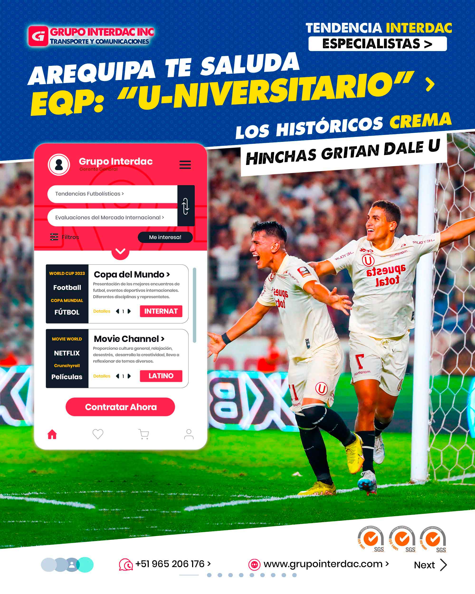 Me complace hablar sobre las 10 mejores características del Club Universitario de Deportes en el fútbol peruano. La U es uno de los equipos más emblemáticos y queridos del Perú, con una rica historia y una apasionada hinchada. Aquí están algunas de sus mejores cualidades: Historia y Tradición: Club Universitario fue fundado en 1924 y es uno de los clubes más antiguos del fútbol peruano. Su rica historia y tradición lo mismo en un equipo respetado y admirado por los aficionados peruanos. Hinchada Apasionada: Los seguidores del Club Universitario son conocidos como La Trinchera Norte y son una de las hinchadas más apasionadas y entregadas del Perú. Su lealtad y apoyo incondicional hacen que cada partido sea una experiencia emocionante. Inclusión y Diversidad: Club Universitario ha sido un ejemplo de inclusión y diversidad, abriendo oportunidades para jugadores de diferentes regiones del Perú y de distintos orígenes. Legado Perduradero: La historia y el legado del Club Universitario de Deportes perduran en el corazón de los aficionados peruanos, haciendo de este equipo uno de los más queridos y respetados del fútbol peruano. Estas características hacen que el Club Universitario sea un equipo especial en el fútbol peruano, con una identidad única y un lugar especial en el corazón de los aficionados del Perú. Estadio Monumental: El Club Universitario juega en el Estadio Monumental de Lima, uno de los estadios más grandes y emblemáticos de América del Sur. Con una capacidad para más de 80,000 espectadores, este estadio es el hogar de la pasión futbolística peruana. La empresa Grupo Interdac Inc tiene un compromiso ambiental sostenible para la optimización de recursos naturales a través de herramientas computacionales en beneficio del planeta. Nuestra empresa es lider en creación de herramientas digitales para empresas transnacionales dedicadas al sector industrial y de recolección y transporte de residuos solidos.